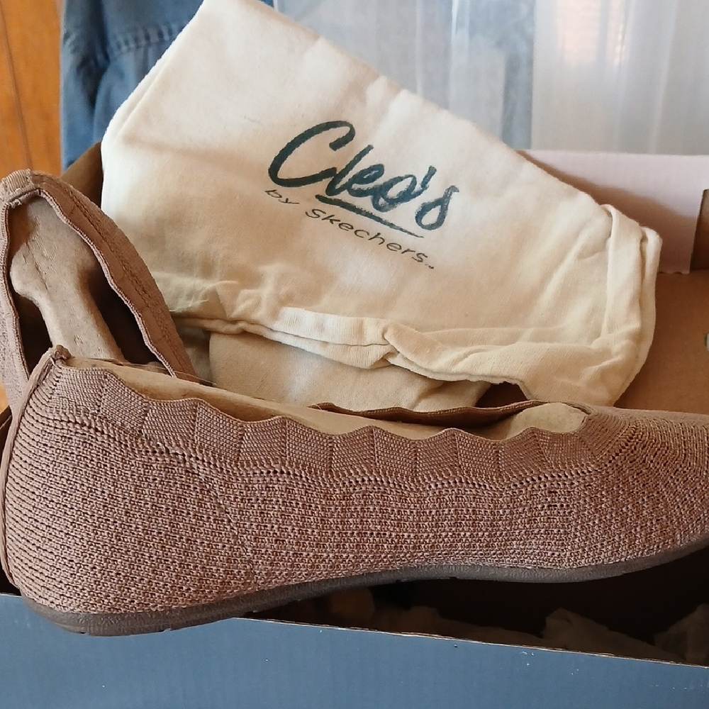 Skechers Tan Knit Slip-On Shoes